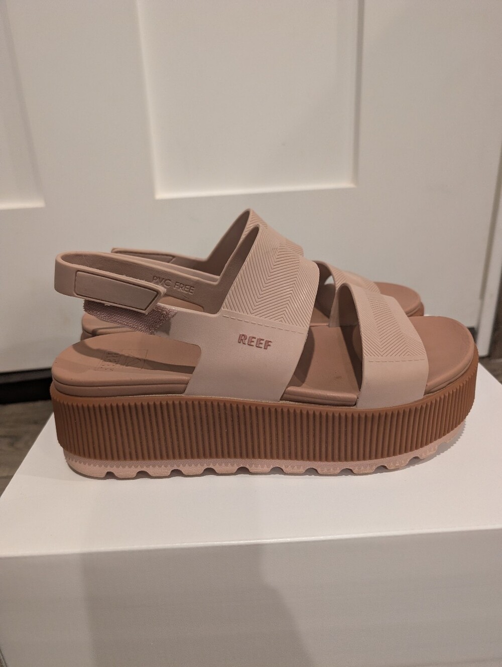 Reef Platform Sandal in Blush Pink and Tan